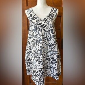 Lucky Brand linen paisley trapeze dress with back ties